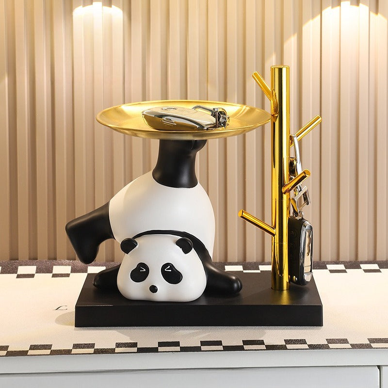 A Creative Storage Ornament in The Shape of a Panda with a Single Leg, Perfect for Your Entrance Or Dressing Table. This Warm And Playful Home Decor Piece Makes an Excellent Gift for Friends, Elders, And Panda Lovers