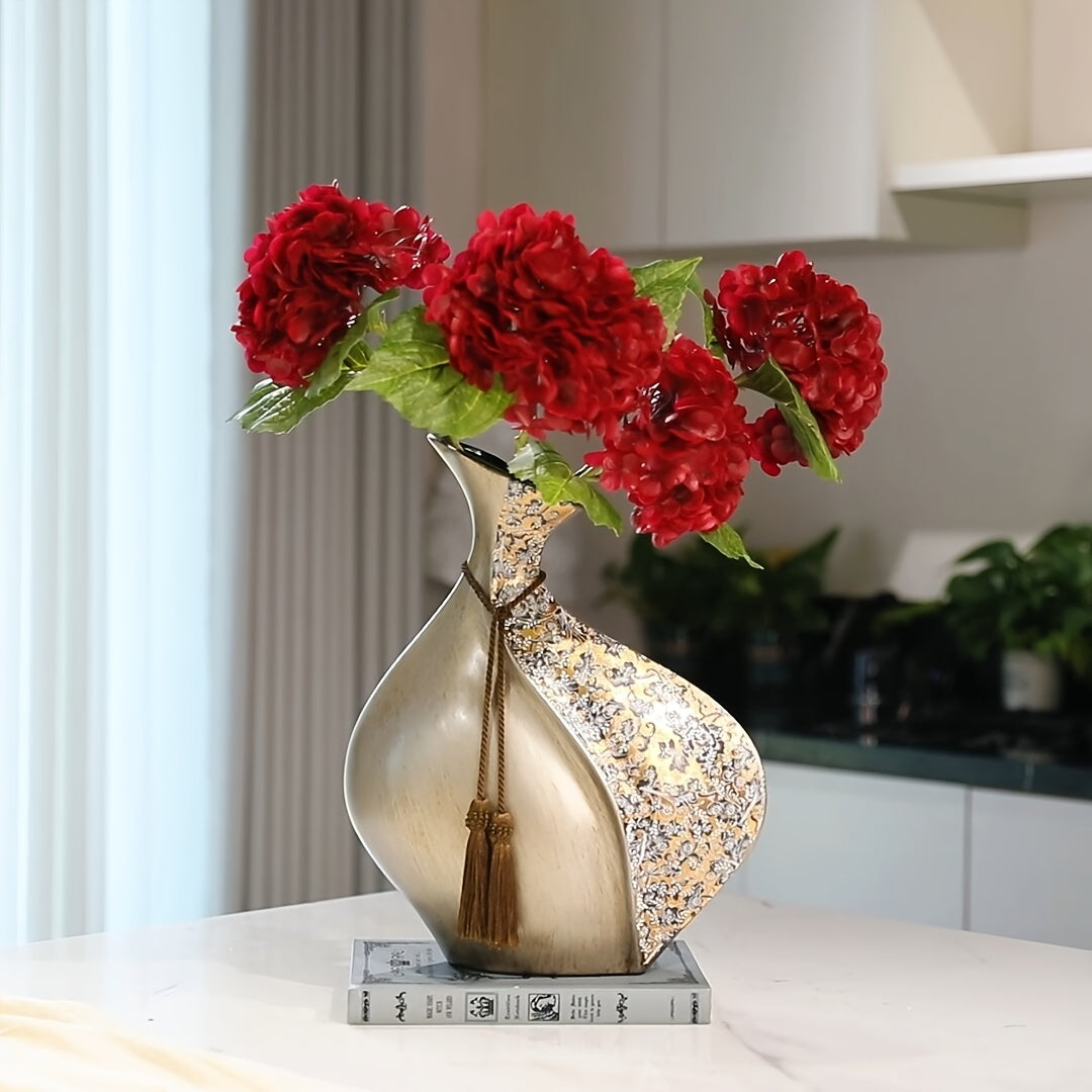 1pc European Style Ceramic Vase, Dining Table Decoration, Home Decoration Ceramic Vase, Pampas Grassland Aesthetic Vase, with Bohemian Style Decorative Rope, Not Suitable for Water, Suitable for Dry Flowers And Simulated Flowers