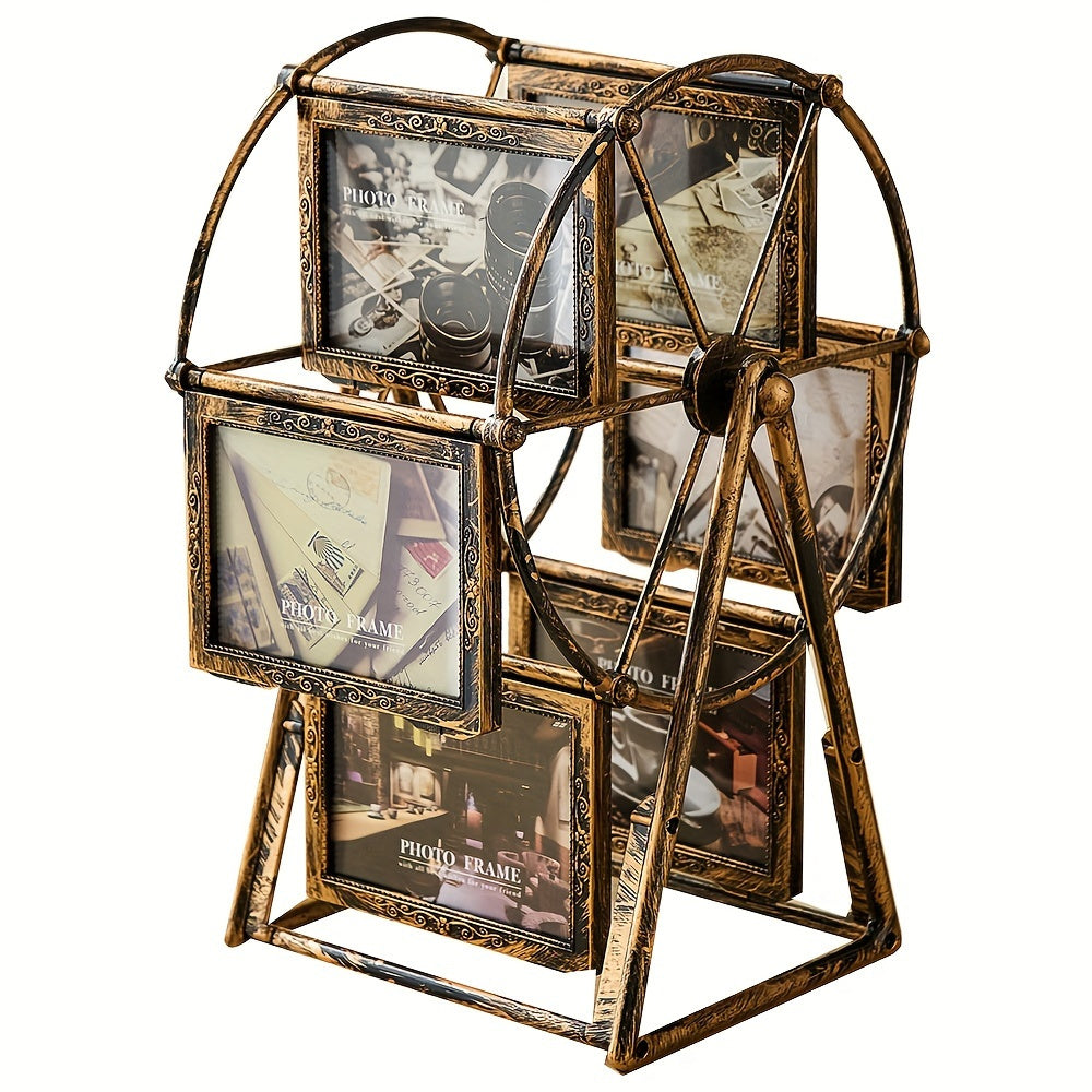 A One-Of-A-Kind Rotating Ferris Wheel Photo Frame - a Distinctive Tabletop Photo Album Item - Crafted by Hand with a Rotating Design, Ideal for Home Decoration, Birthday Presents, And Capturing for family Moments