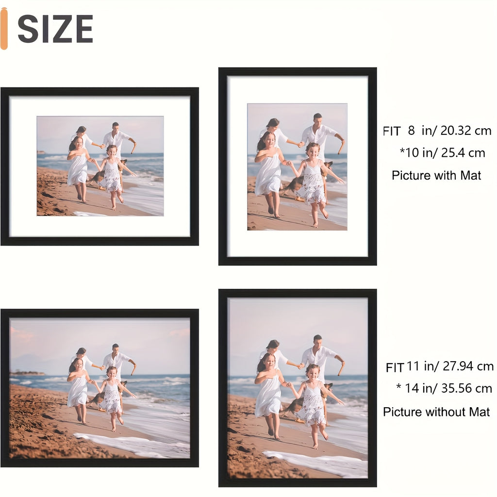 Black 10pcs 11x14 Picture Frame, Display Pictures 8x10 With Mat Or 11x14 Without, Multi Photo Frames Collage For Wall Display, Suitable For Displaying Photos