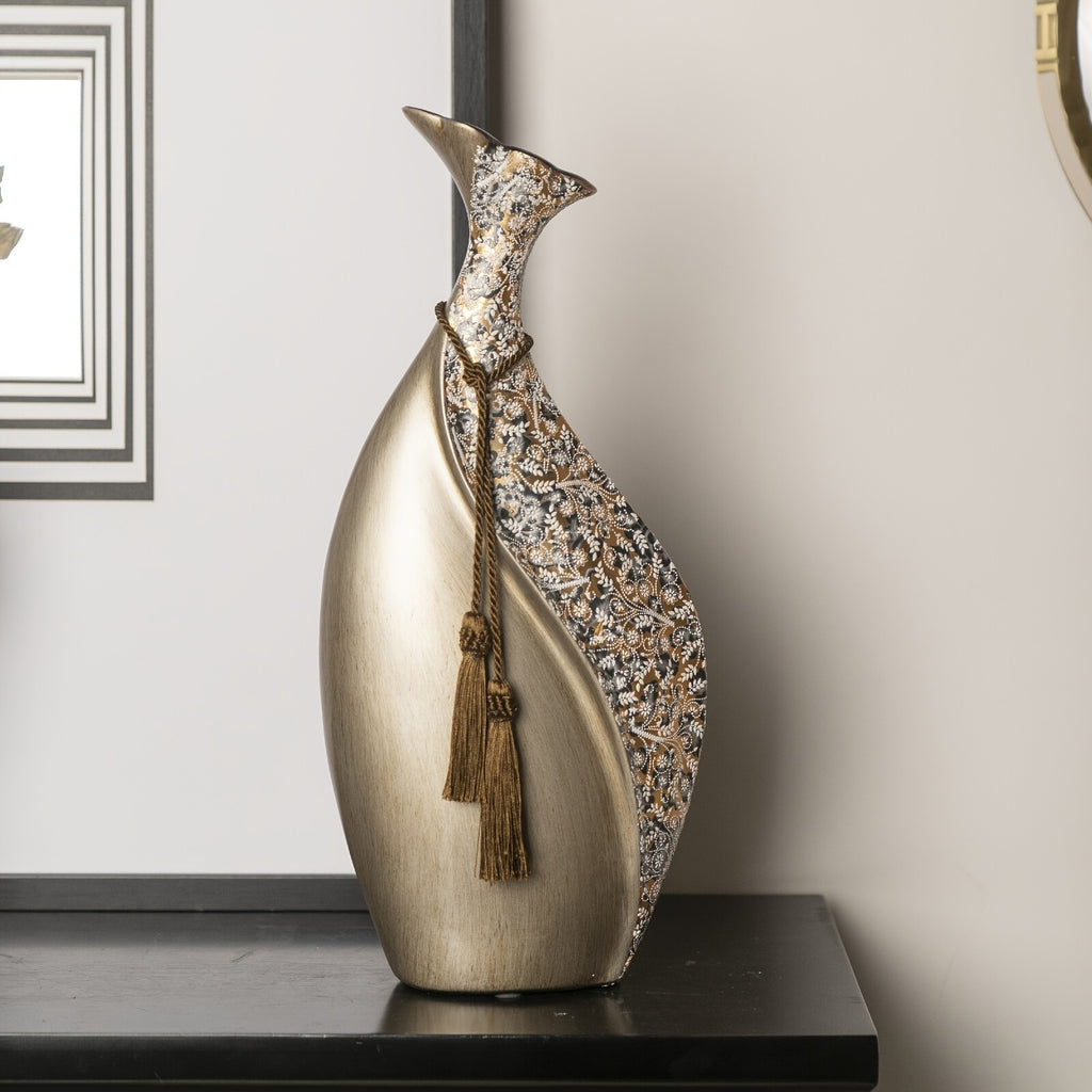 1pc European Style Ceramic Vase, Dining Table Decoration, Home Decoration Ceramic Vase, Pampas Grassland Aesthetic Vase, with Bohemian Style Decorative Rope, Not Suitable for Water, Suitable for Dry Flowers And Simulated Flowers