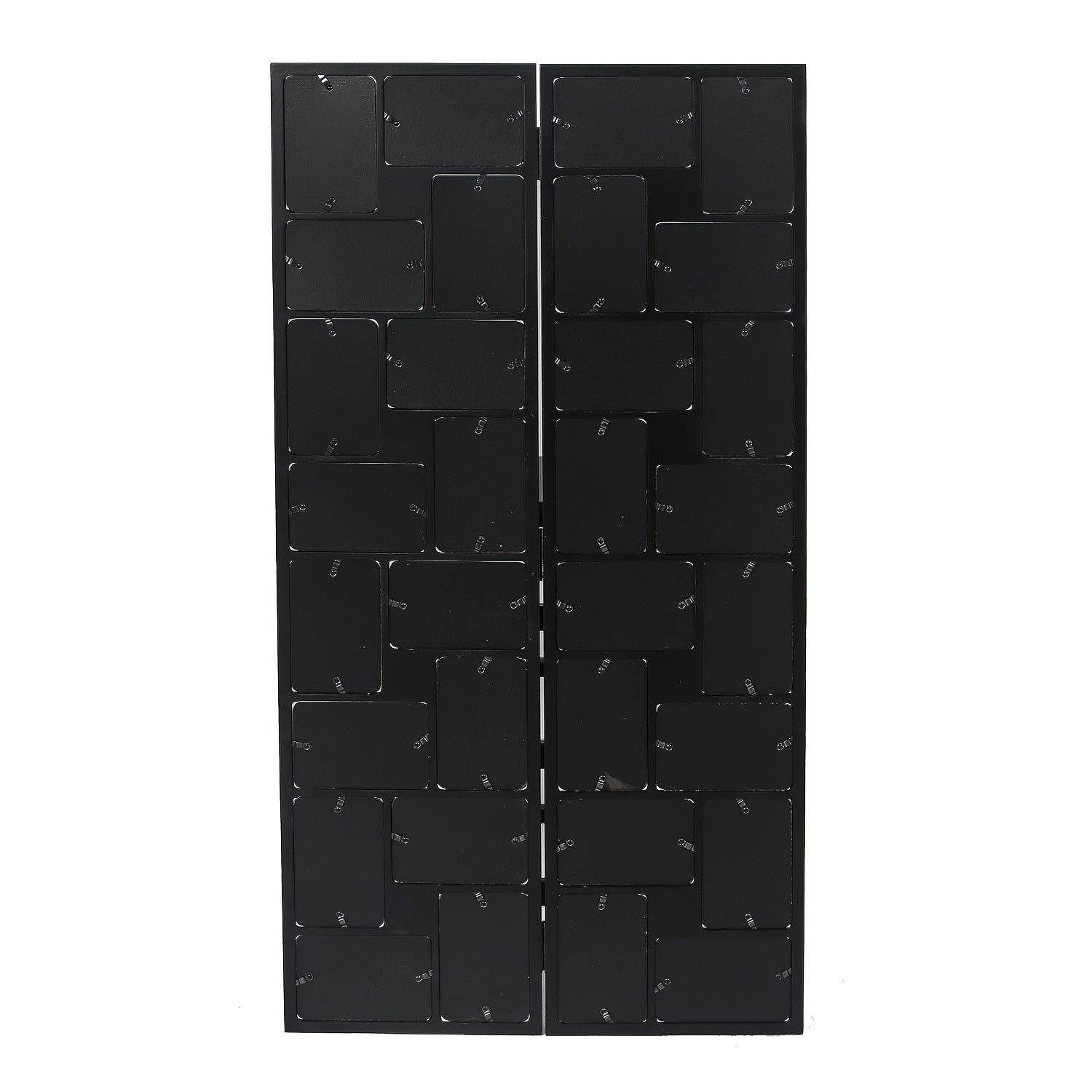 Vintage Black Acrylic Floor Standing Photo Collage Frame - 32 Openings for 4x6 Inch Photos, Hinged Folding Partition Screen Design, Wall-Mounted Home Decor for Living Room, Office, Events