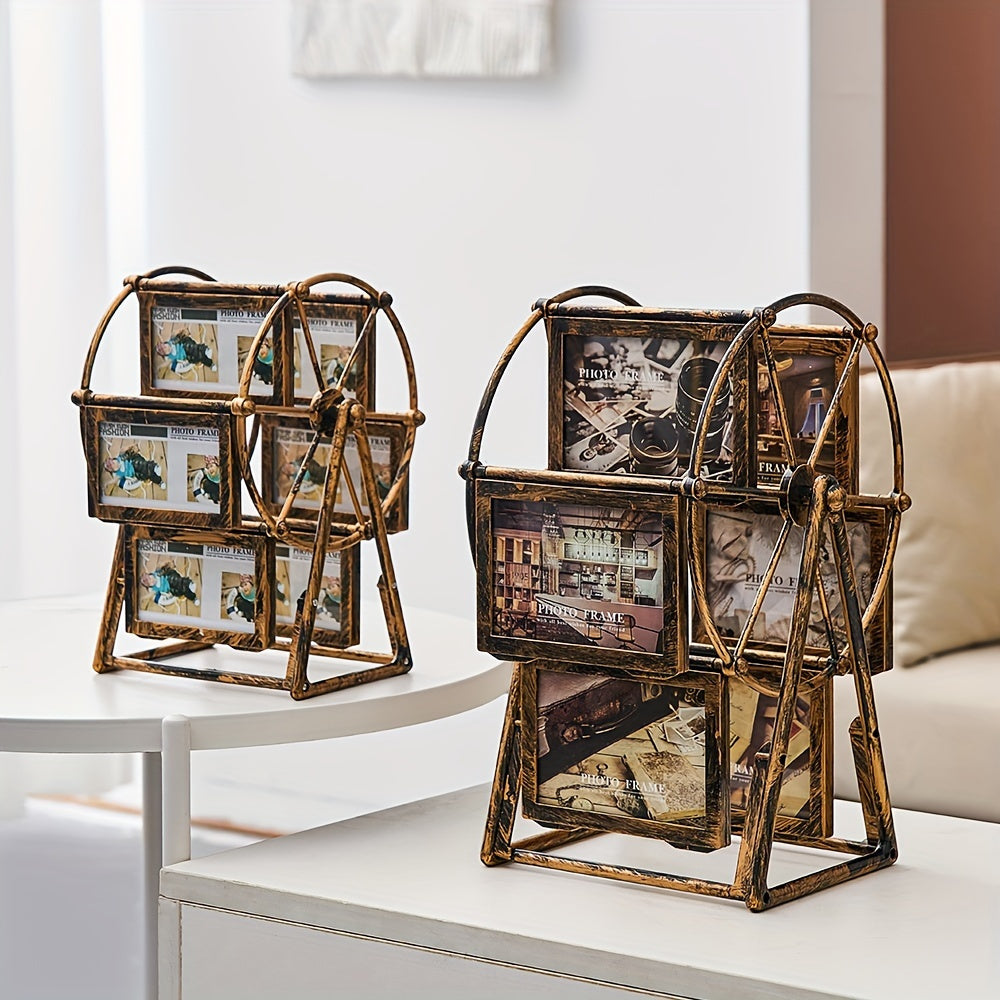 A One-Of-A-Kind Rotating Ferris Wheel Photo Frame - a Distinctive Tabletop Photo Album Item - Crafted by Hand with a Rotating Design, Ideal for Home Decoration, Birthday Presents, And Capturing for family Moments