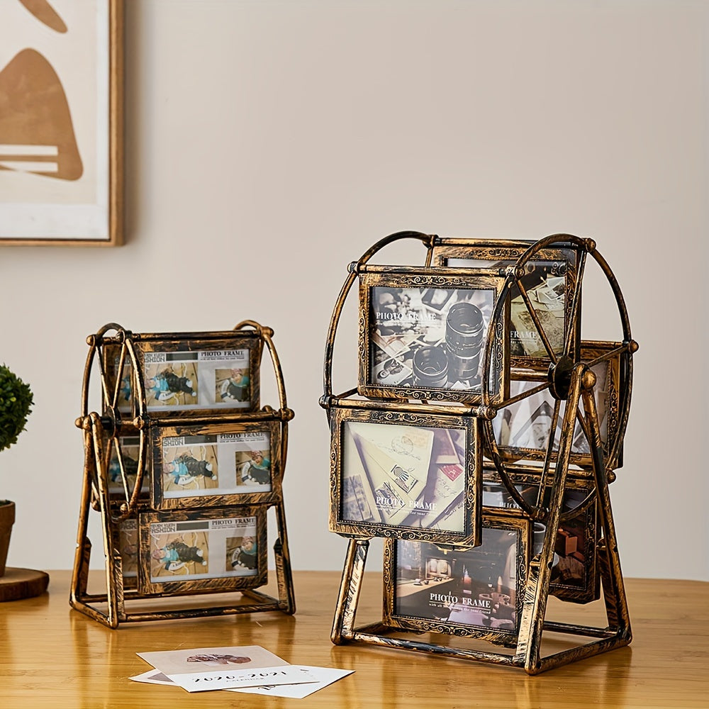 A One-Of-A-Kind Rotating Ferris Wheel Photo Frame - a Distinctive Tabletop Photo Album Item - Crafted by Hand with a Rotating Design, Ideal for Home Decoration, Birthday Presents, And Capturing for family Moments