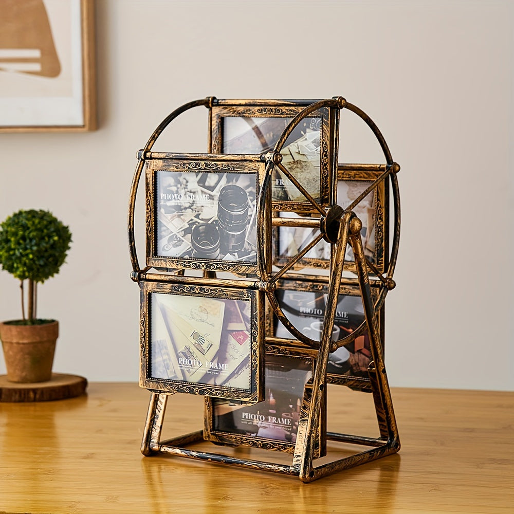 A One-Of-A-Kind Rotating Ferris Wheel Photo Frame - a Distinctive Tabletop Photo Album Item - Crafted by Hand with a Rotating Design, Ideal for Home Decoration, Birthday Presents, And Capturing for family Moments