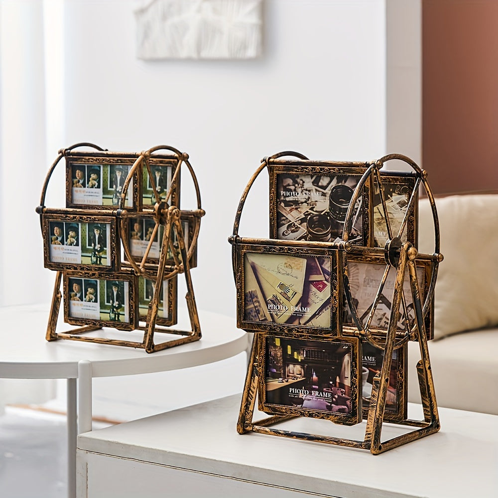 A One-Of-A-Kind Rotating Ferris Wheel Photo Frame - a Distinctive Tabletop Photo Album Item - Crafted by Hand with a Rotating Design, Ideal for Home Decoration, Birthday Presents, And Capturing for family Moments