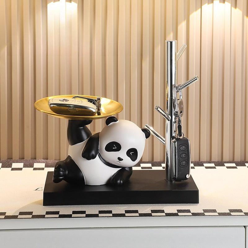A Creative Storage Ornament in The Shape of a Panda with a Single Leg, Perfect for Your Entrance Or Dressing Table. This Warm And Playful Home Decor Piece Makes an Excellent Gift for Friends, Elders, And Panda Lovers