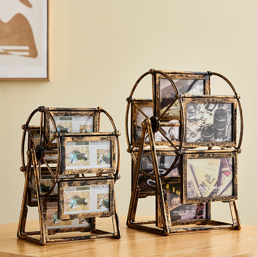 A One-Of-A-Kind Rotating Ferris Wheel Photo Frame - a Distinctive Tabletop Photo Album Item - Crafted by Hand with a Rotating Design, Ideal for Home Decoration, Birthday Presents, And Capturing for family Moments