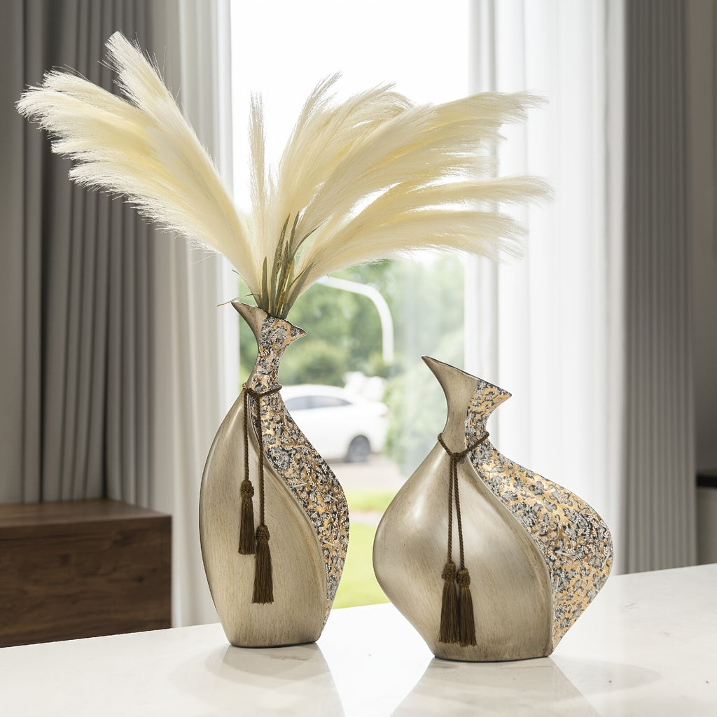 1pc European Style Ceramic Vase, Dining Table Decoration, Home Decoration Ceramic Vase, Pampas Grassland Aesthetic Vase, with Bohemian Style Decorative Rope, Not Suitable for Water, Suitable for Dry Flowers And Simulated Flowers