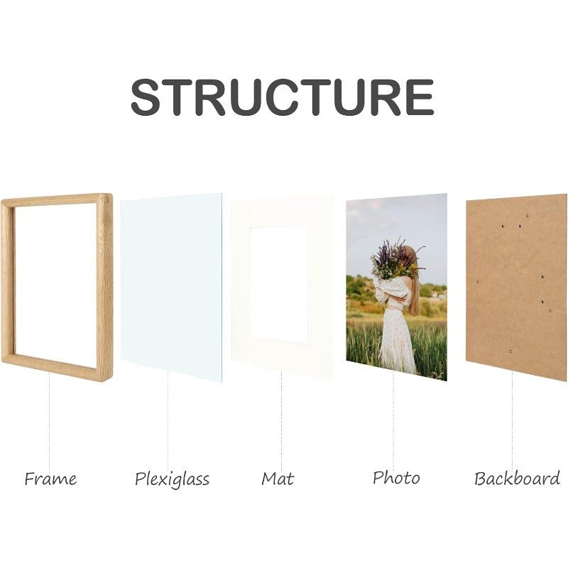 16x20 Solid Natural Oak Wood Picture Frame - Vintage Horizontal\u002FVertical Photo Frame with Optional Mat, Tabletop or Wall-Mountable Display, Plexiglass Protection, Holds 11x14 or 16x20 Photos, Home\u002FOffice Decor Gallery Frame for Photos, Artwork