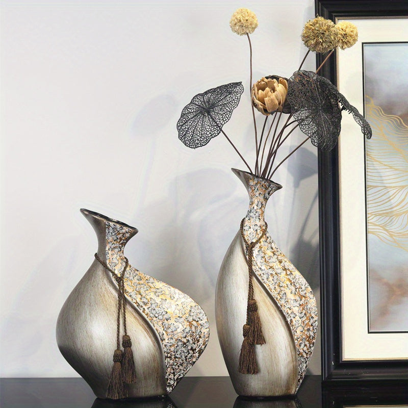 1pc European Style Ceramic Vase, Dining Table Decoration, Home Decoration Ceramic Vase, Pampas Grassland Aesthetic Vase, with Bohemian Style Decorative Rope, Not Suitable for Water, Suitable for Dry Flowers And Simulated Flowers