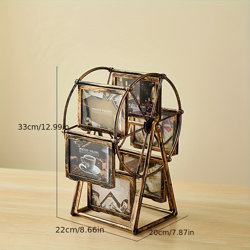 A One-Of-A-Kind Rotating Ferris Wheel Photo Frame - a Distinctive Tabletop Photo Album Item - Crafted by Hand with a Rotating Design, Ideal for Home Decoration, Birthday Presents, And Capturing for family Moments
