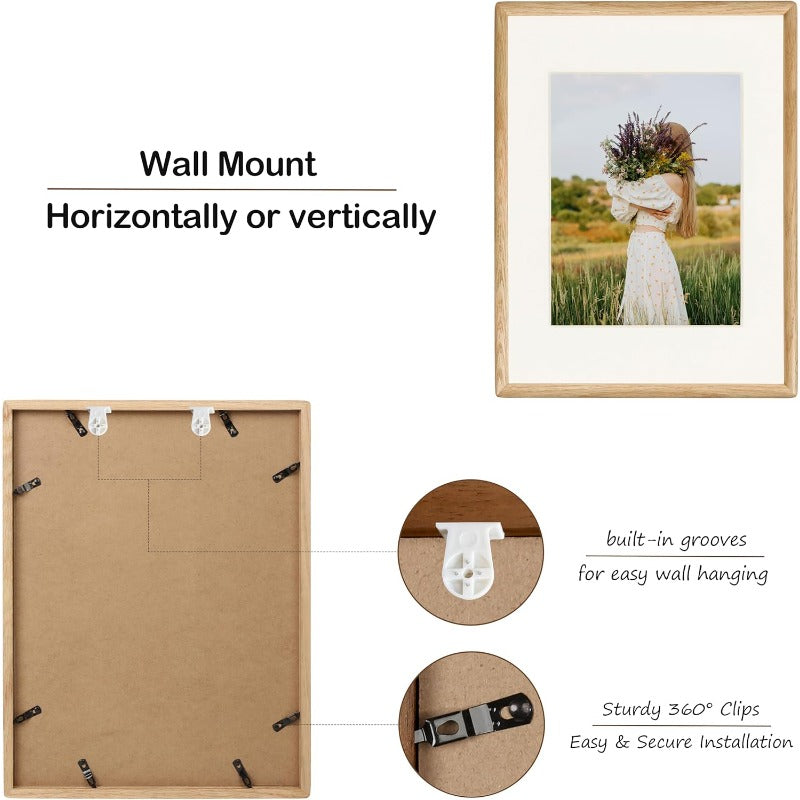16x20 Solid Natural Oak Wood Picture Frame - Vintage Horizontal\u002FVertical Photo Frame with Optional Mat, Tabletop or Wall-Mountable Display, Plexiglass Protection, Holds 11x14 or 16x20 Photos, Home\u002FOffice Decor Gallery Frame for Photos, Artwork