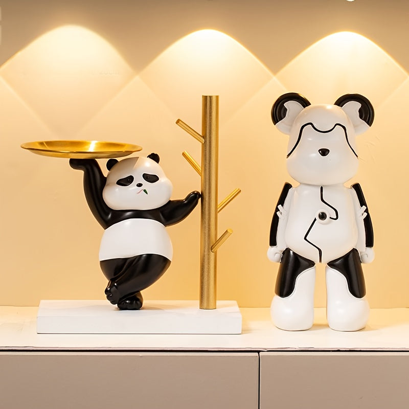 A Creative Storage Ornament in The Shape of a Panda with a Single Leg, Perfect for Your Entrance Or Dressing Table. This Warm And Playful Home Decor Piece Makes an Excellent Gift for Friends, Elders, And Panda Lovers